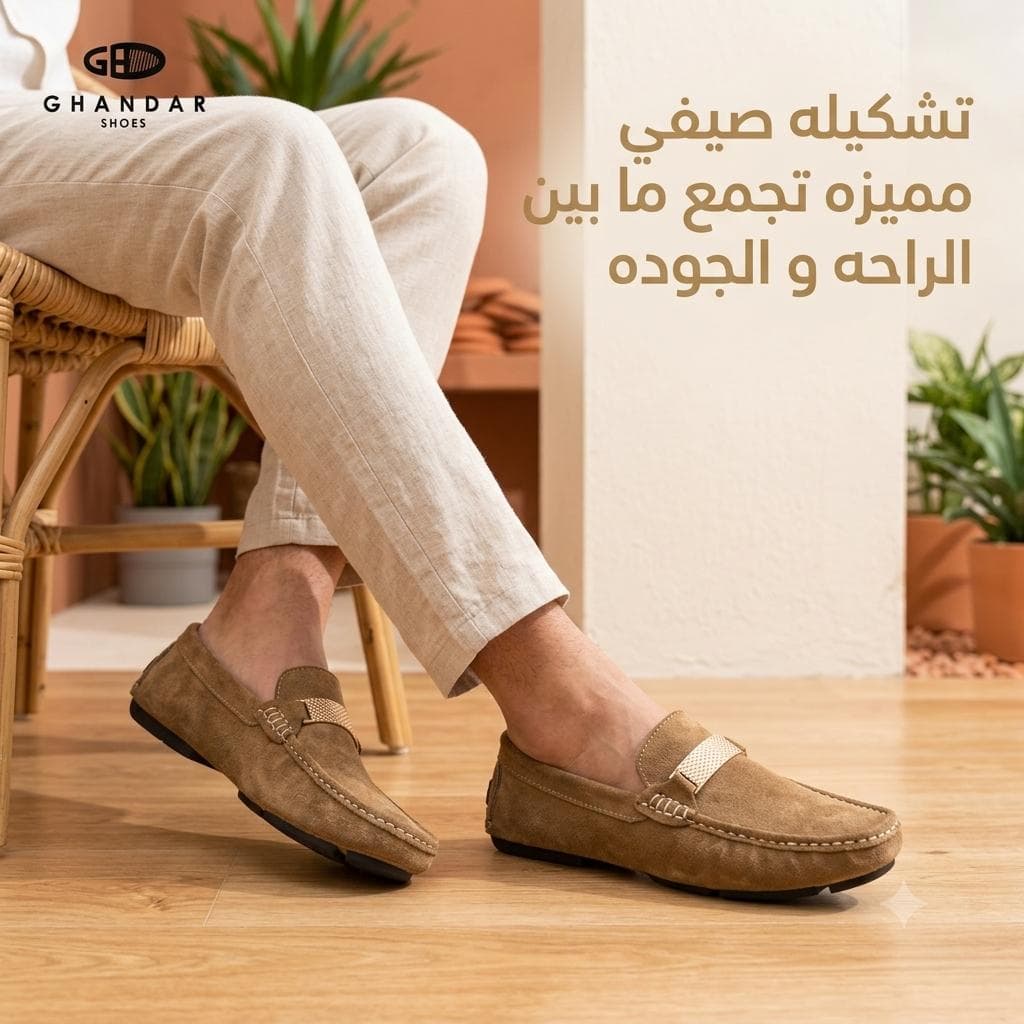 تشكيلة اللوفر الصيفي — لوفر شمواه جلد طبيعى رجالي من غندر